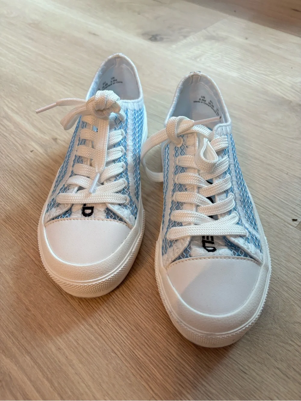 Karl Lagerfeld Light Blue Mesh Low-Top Sneakers - White Trim
